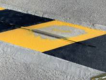 balisage réglementaire de la zone de débattement des fermetures automatisées réalisé par Automatisations Services sur septèmes les vallons